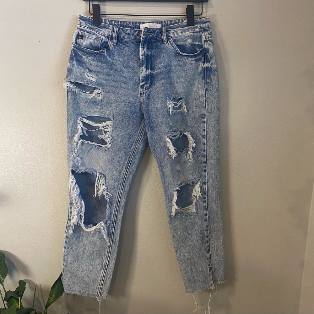 KanCan Collie High Rise Mom Jeans Distressed Blue Jeans size 9/28 - Picture 2 of 15